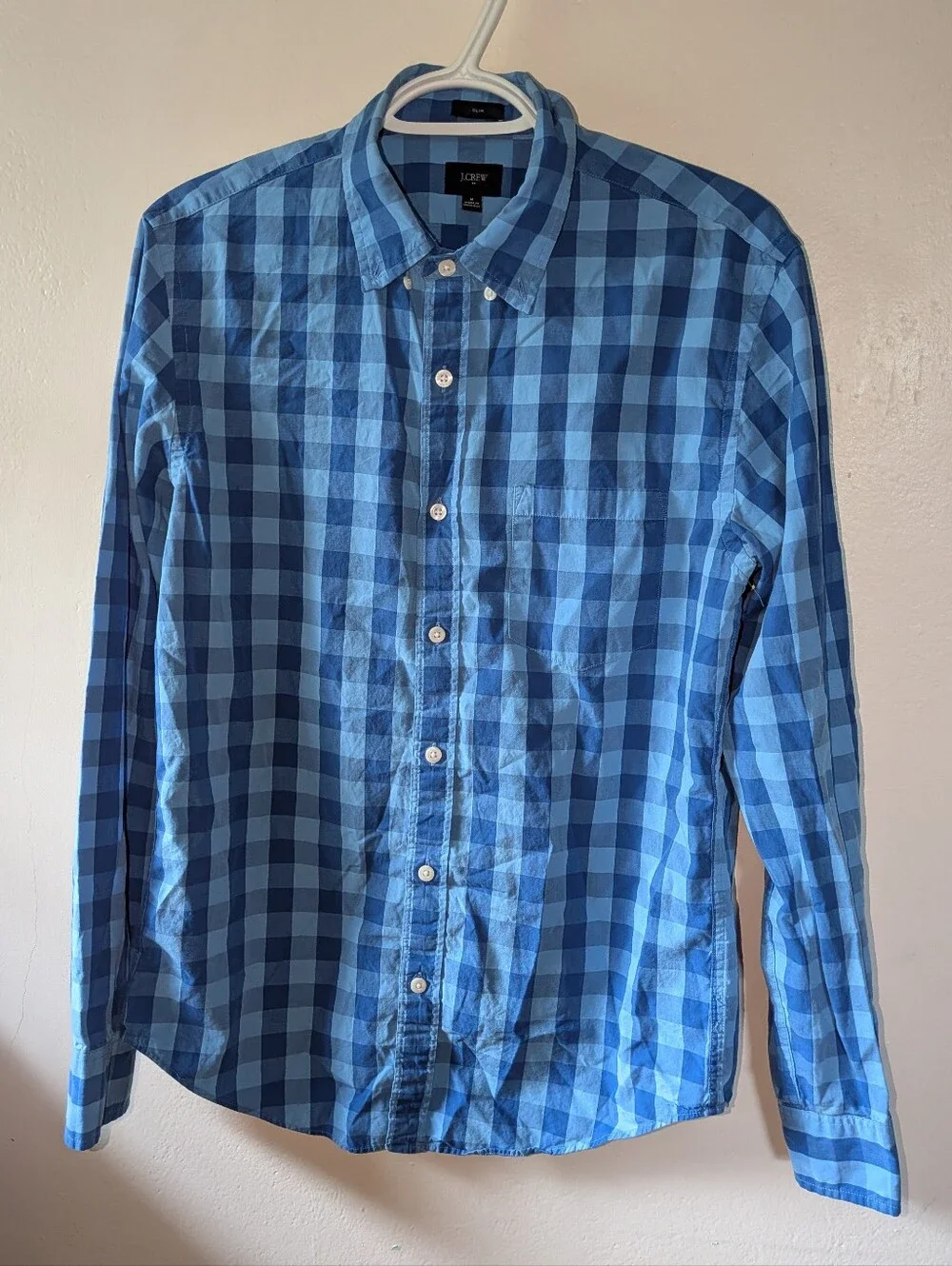 J. Crew Men's Blue Gingham Slim Fit Button-Down Shirt